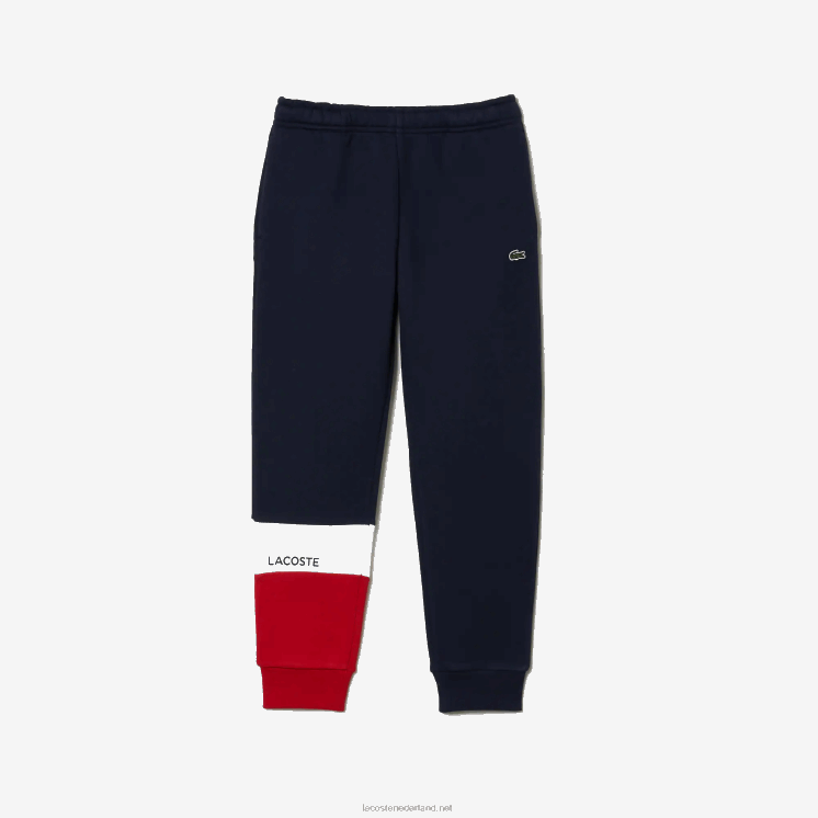 Lacoste merk trainingsbroek 0828H3215 marineblauw wit rood wet kinderen