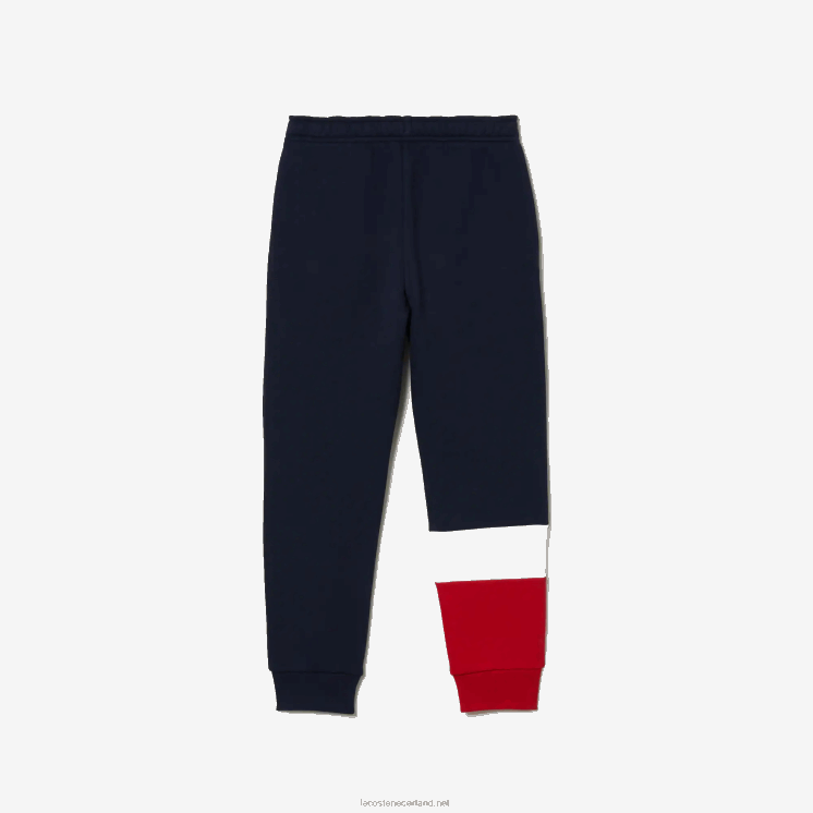 Lacoste merk trainingsbroek 0828H3215 marineblauw wit rood wet kinderen