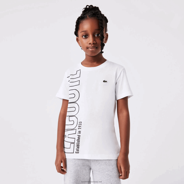 Lacoste oversized katoenen jersey T-shirt met logo 0828H3158 wit 001 kinderen