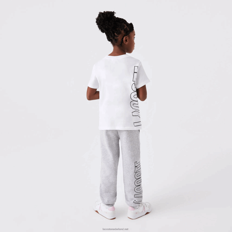 Lacoste oversized katoenen jersey T-shirt met logo 0828H3158 wit 001 kinderen