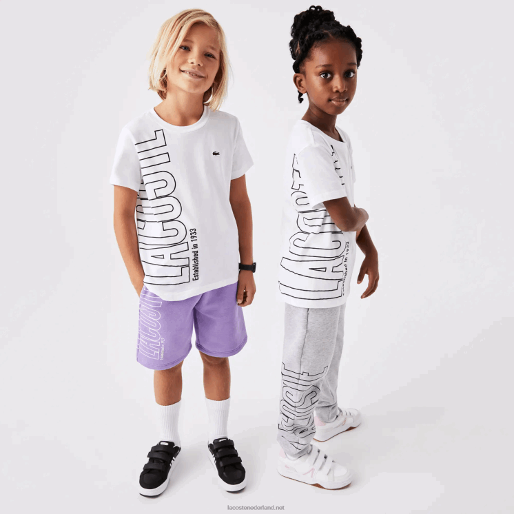 Lacoste oversized katoenen jersey T-shirt met logo 0828H3158 wit 001 kinderen