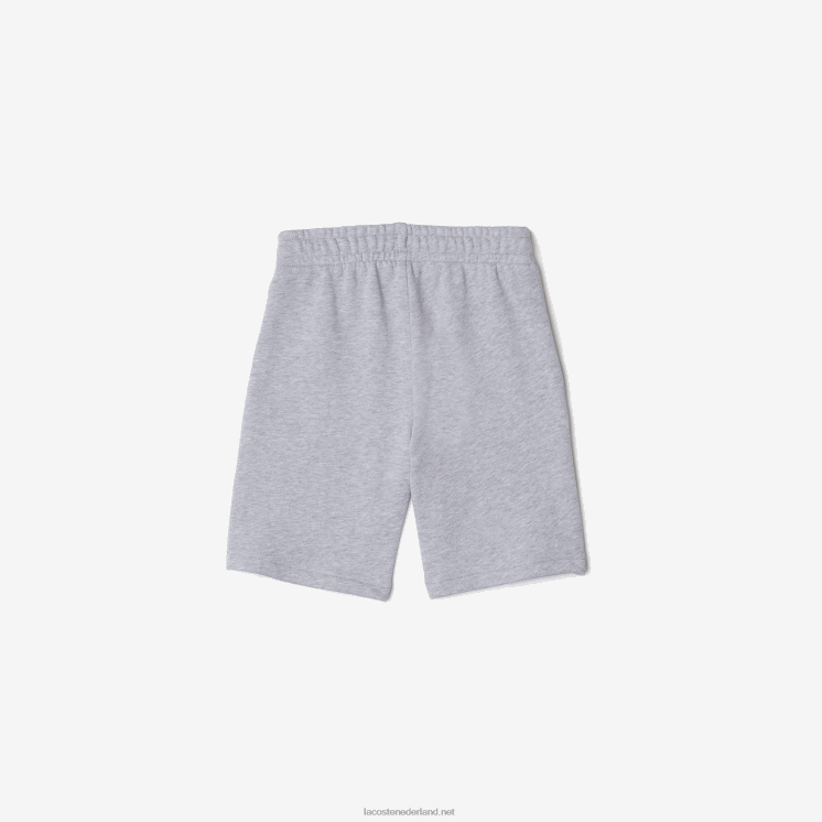 Lacoste oversized short van biologisch katoen met krokodillenprint 0828H3292 grijze chine ca jongens