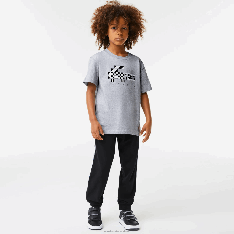 Lacoste oversized t-shirt in nautische stijl 0828H3143 grijze chine ca kinderen