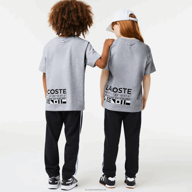 Lacoste oversized t-shirt in nautische stijl 0828H3143 grijze chine ca kinderen