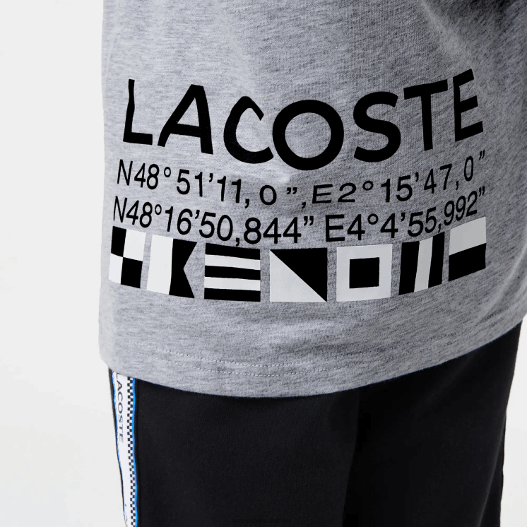 Lacoste oversized t-shirt in nautische stijl 0828H3143 grijze chine ca kinderen