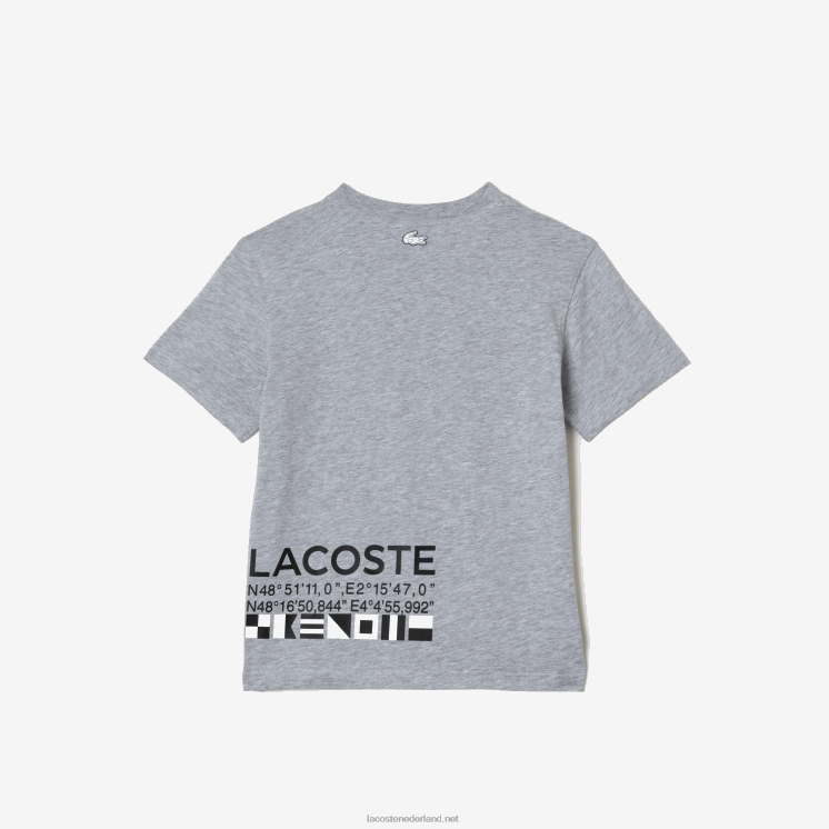 Lacoste oversized t-shirt in nautische stijl 0828H3143 grijze chine ca kinderen