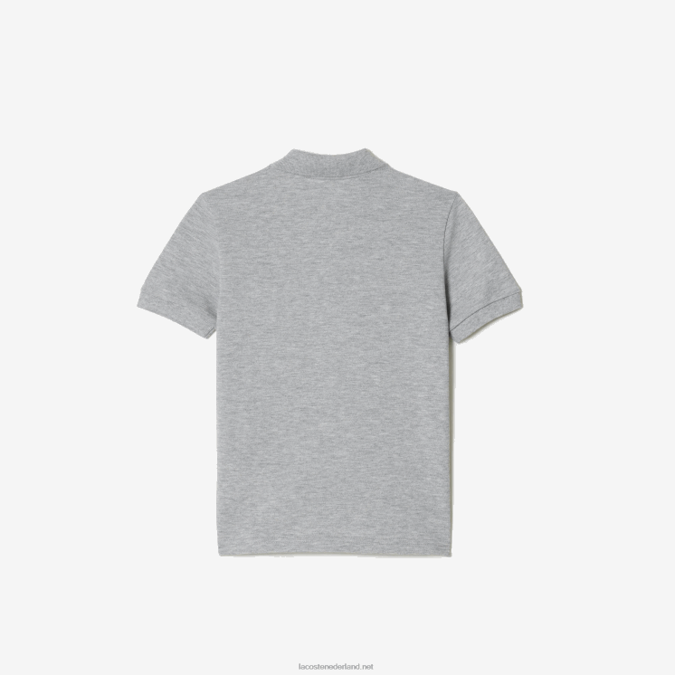 Lacoste polo van biologisch katoen met contrasterende print 0828H3035 grijze chine ca kinderen