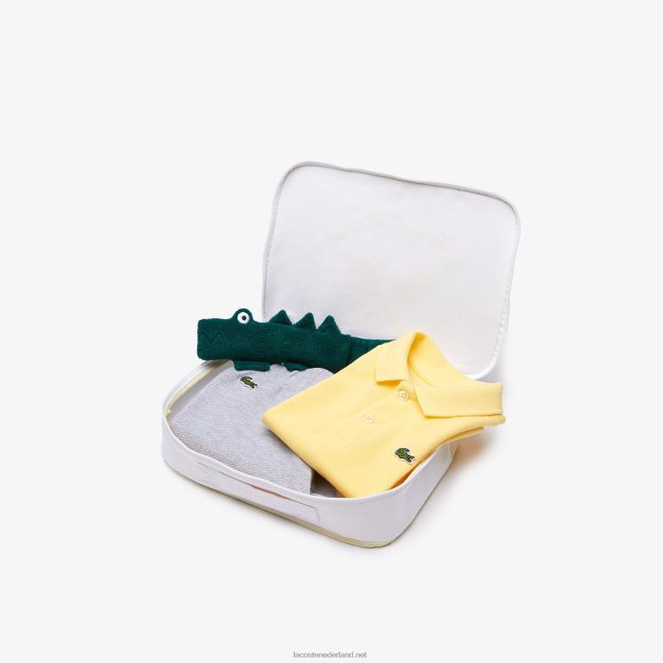 Lacoste set met pyjama's van speelgoed en biologisch katoen 0828H2983 grijs chine geel 8lb kinderen