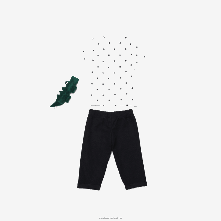 Lacoste set met pyjama's van speelgoed en biologisch katoen 0828H2984 marineblauw wit 525 kinderen