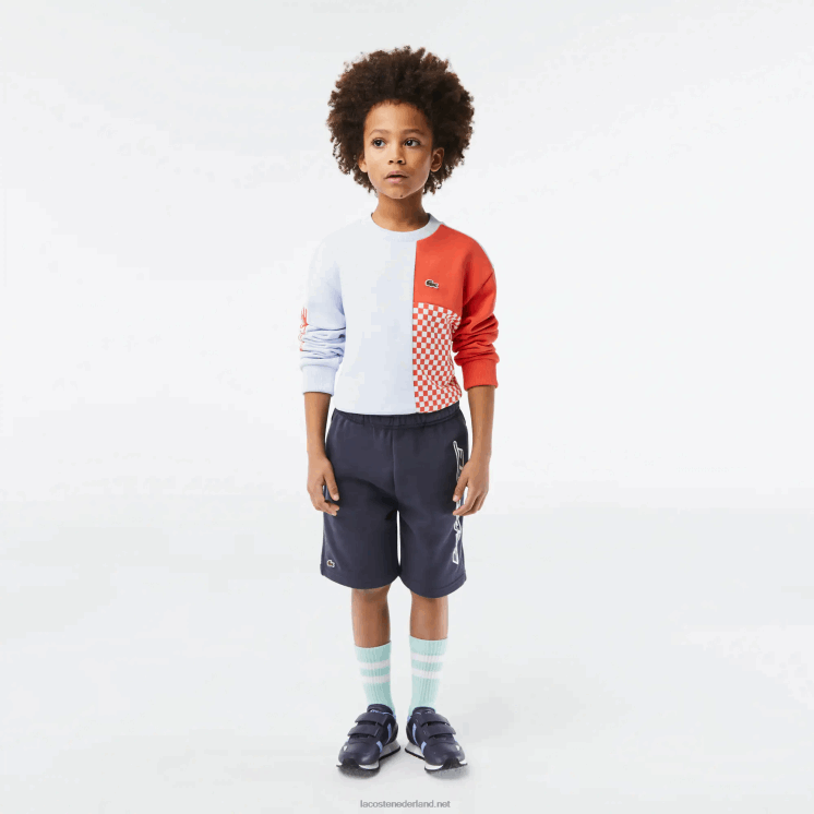 Lacoste shorts van biologisch katoen met contrasterende branding 0828H3088 blauwe kxe jongens