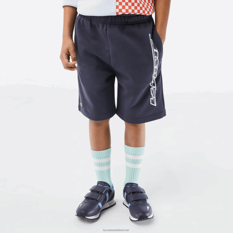 Lacoste shorts van biologisch katoen met contrasterende branding 0828H3088 blauwe kxe jongens