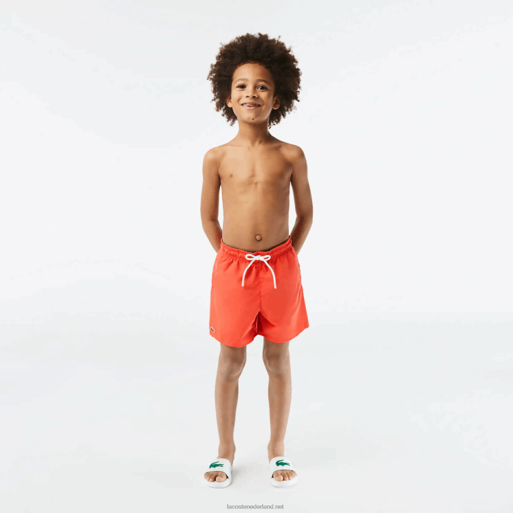 Lacoste sneldrogende stevige zwemshort 0828H3104 oranje groene pruik jongens