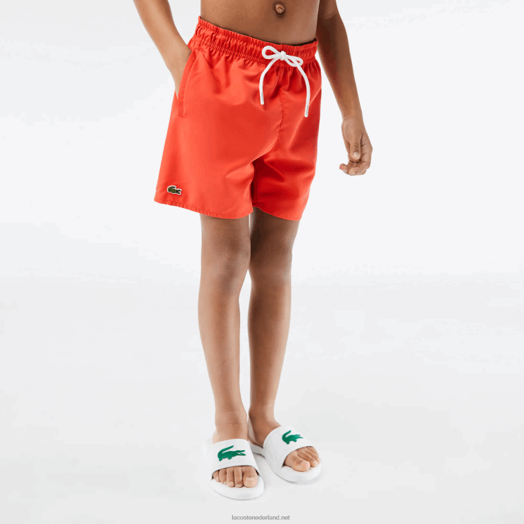 Lacoste sneldrogende stevige zwemshort 0828H3104 oranje groene pruik jongens