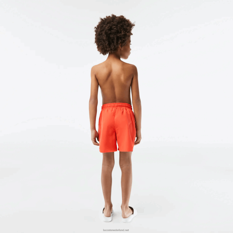Lacoste sneldrogende stevige zwemshort 0828H3104 oranje groene pruik jongens