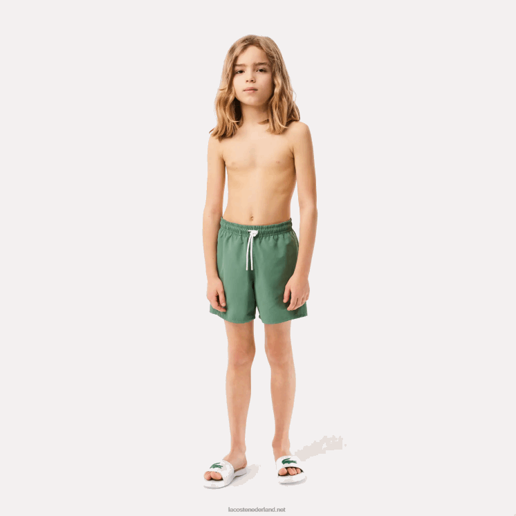 Lacoste sneldrogende stevige zwemshort 0828H3105 kaki groen wij jongens