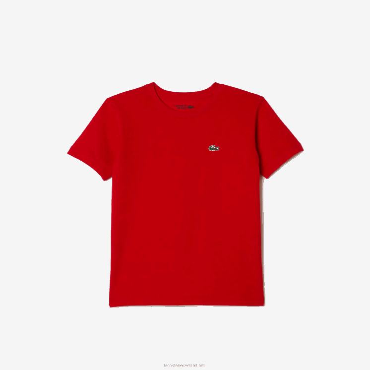 Lacoste sport T-shirt van ademende katoenmix 0828H3025 rood 240 jongens