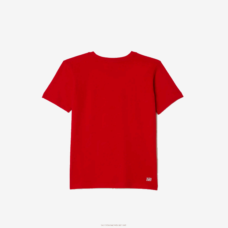 Lacoste sport T-shirt van ademende katoenmix 0828H3025 rood 240 jongens