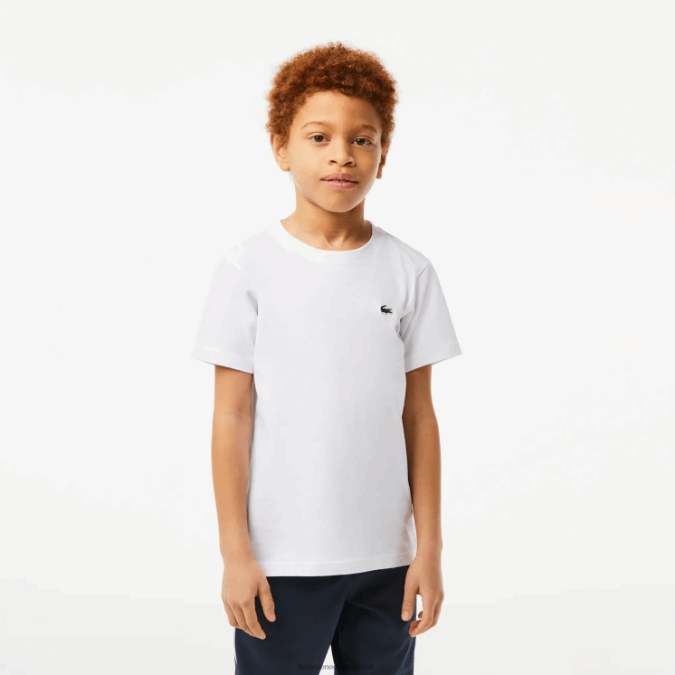 Lacoste sport T-shirt van ademende katoenmix 0828H3027 wit 001 jongens