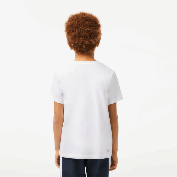 Lacoste sport T-shirt van ademende katoenmix 0828H3027 wit 001 jongens