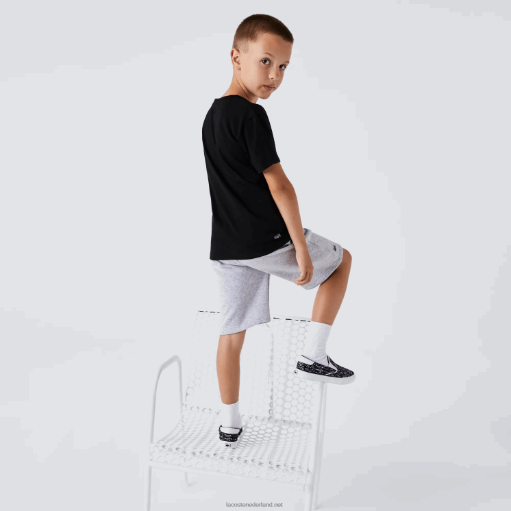 Lacoste sport T-shirt van ademende katoenmix 0828H3028 zwart 031 jongens