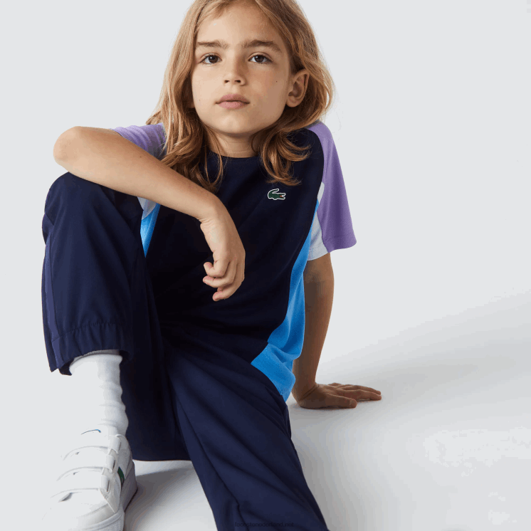 Lacoste sport colorblock tennis t-shirt 0828H3153 marineblauw paars wit blauw 5xj kinderen