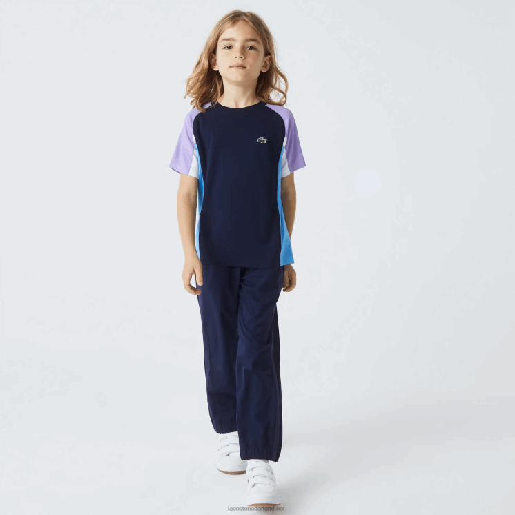 Lacoste sport colorblock tennis t-shirt 0828H3153 marineblauw paars wit blauw 5xj kinderen