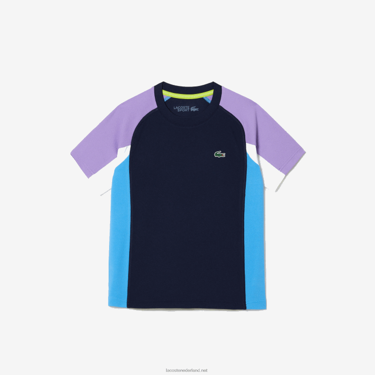 Lacoste sport colorblock tennis t-shirt 0828H3153 marineblauw paars wit blauw 5xj kinderen