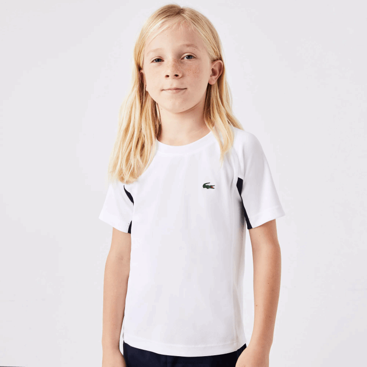 Lacoste sport colorblock tennis t-shirt 0828H3154 wit marineblauw wit y2u kinderen