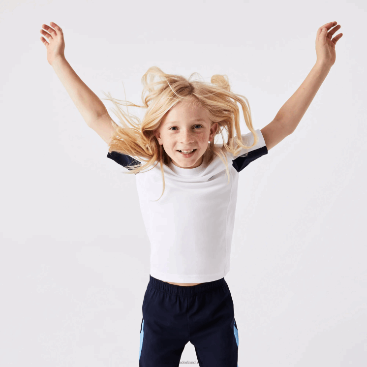 Lacoste sport colorblock tennis t-shirt 0828H3154 wit marineblauw wit y2u kinderen