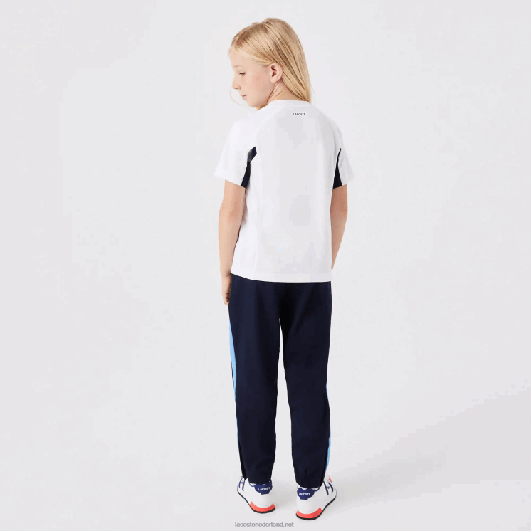 Lacoste sport colorblock tennis t-shirt 0828H3154 wit marineblauw wit y2u kinderen