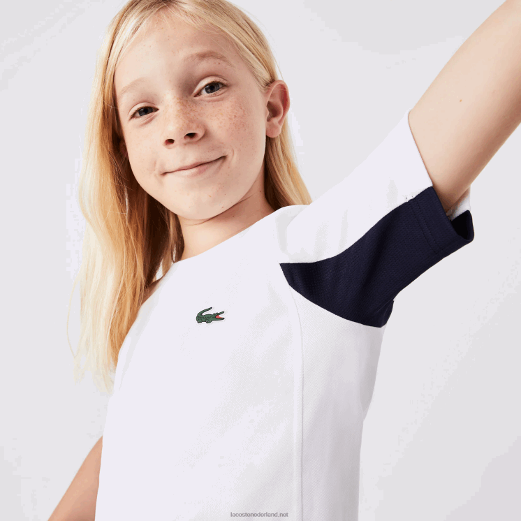 Lacoste sport colorblock tennis t-shirt 0828H3154 wit marineblauw wit y2u kinderen