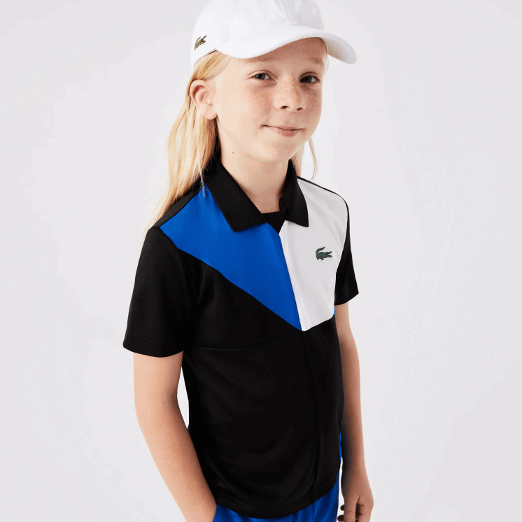 Lacoste sport colorblock tennispolo 0828H3150 zwart blauw wit 7ke kinderen