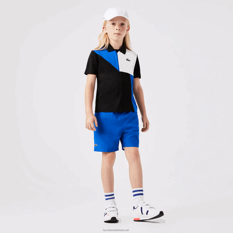 Lacoste sport colorblock tennispolo 0828H3150 zwart blauw wit 7ke kinderen