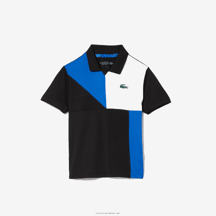 Lacoste sport colorblock tennispolo 0828H3150 zwart blauw wit 7ke kinderen