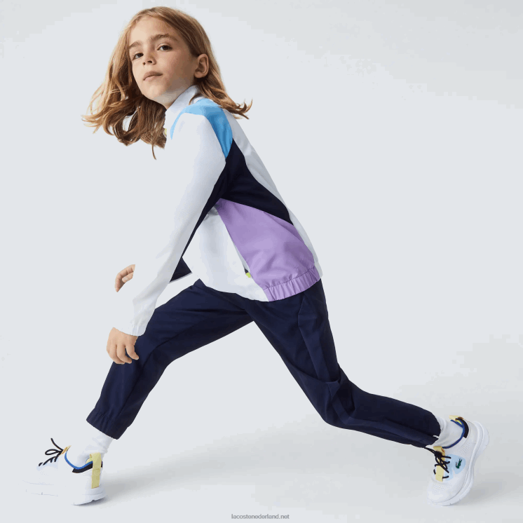 Lacoste sport colorblock tennistrainingspak 0828H3185 wit marineblauw paars 6hu kinderen