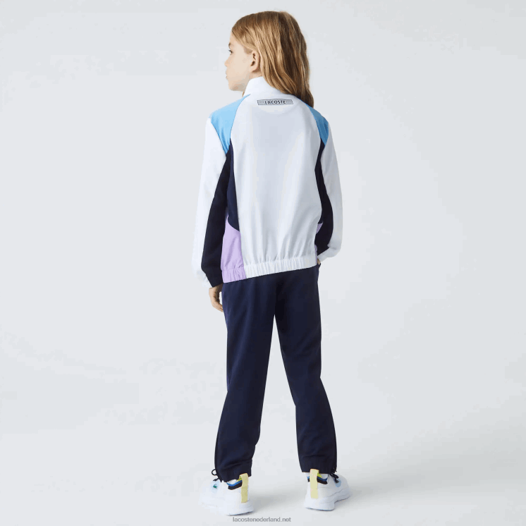 Lacoste sport colorblock tennistrainingspak 0828H3185 wit marineblauw paars 6hu kinderen