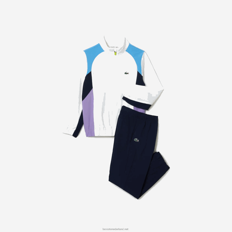 Lacoste sport colorblock tennistrainingspak 0828H3185 wit marineblauw paars 6hu kinderen