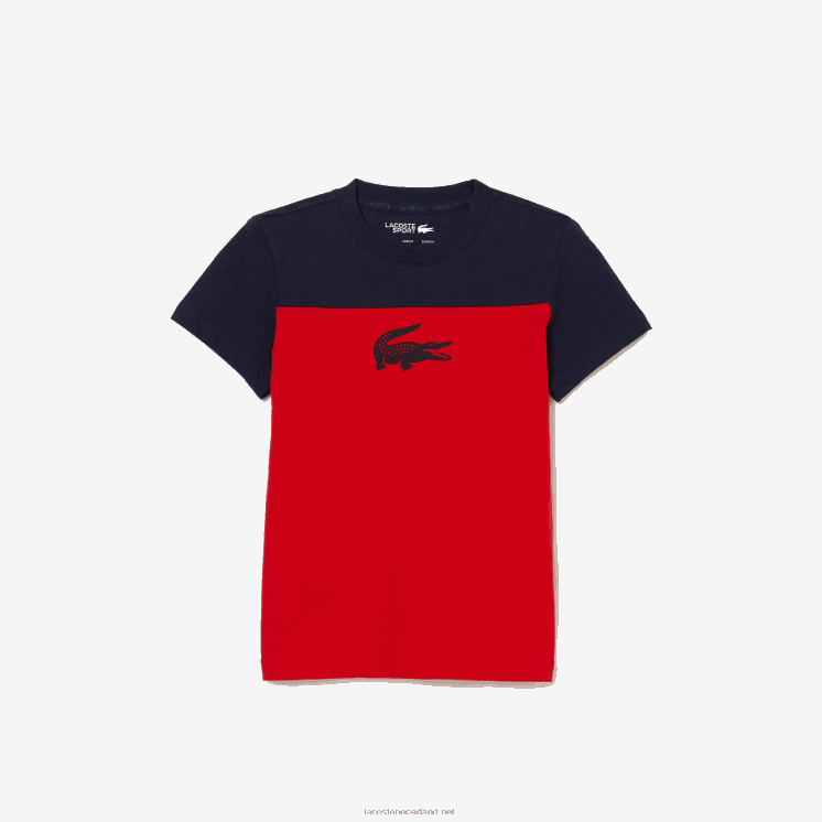Lacoste sport jersey t-shirt 0828H3148 marineblauw rood 551 jongens
