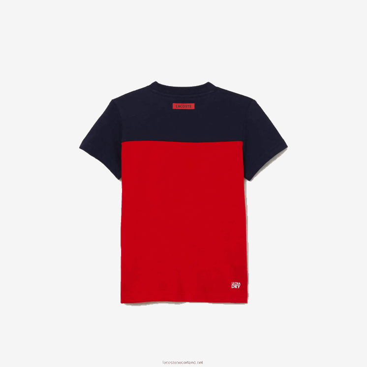 Lacoste sport jersey t-shirt 0828H3148 marineblauw rood 551 jongens