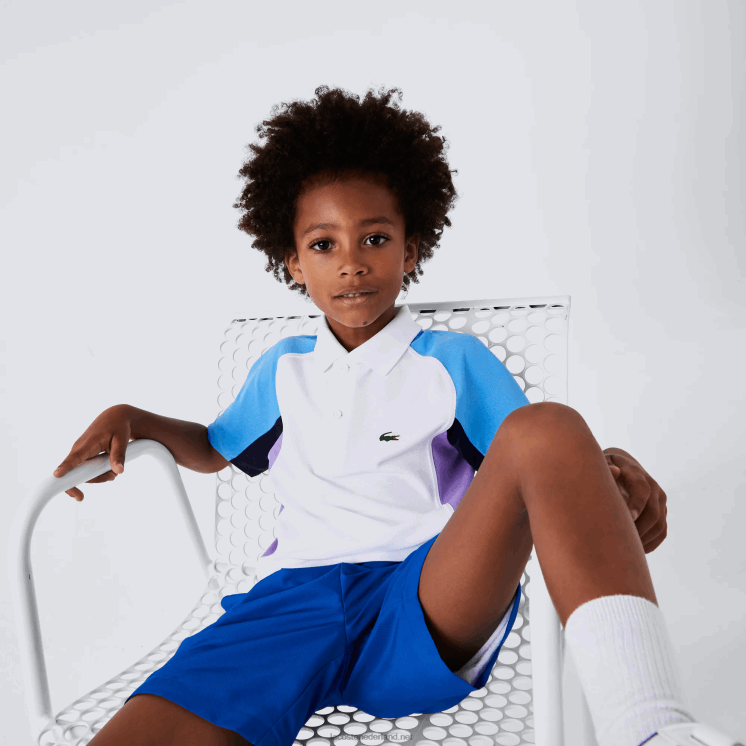 Lacoste sport regular fit tennispolo met mesh details 0828H3168 wit marineblauw paars 6hu jongens