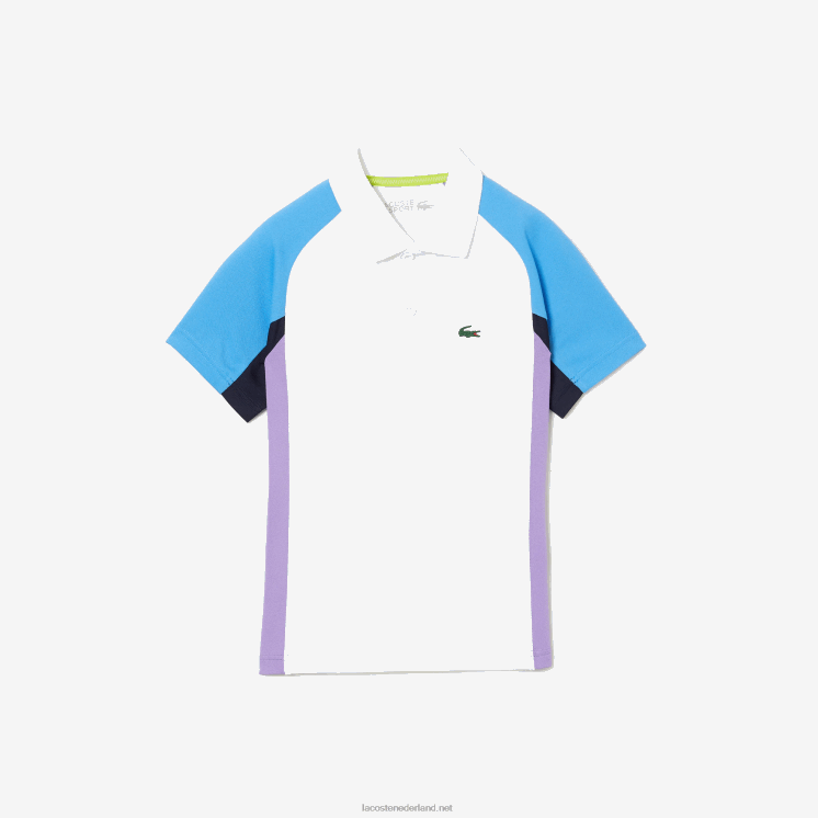 Lacoste sport regular fit tennispolo met mesh details 0828H3168 wit marineblauw paars 6hu jongens