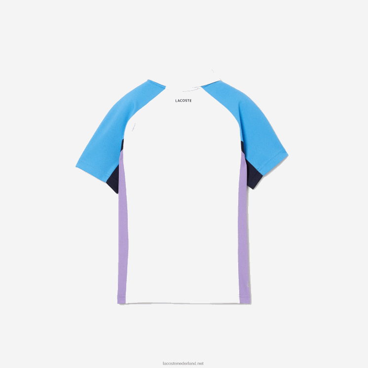 Lacoste sport regular fit tennispolo met mesh details 0828H3168 wit marineblauw paars 6hu jongens