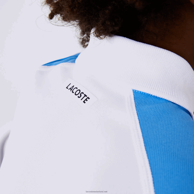 Lacoste sport regular fit tennispolo met mesh details 0828H3168 wit marineblauw paars 6hu jongens