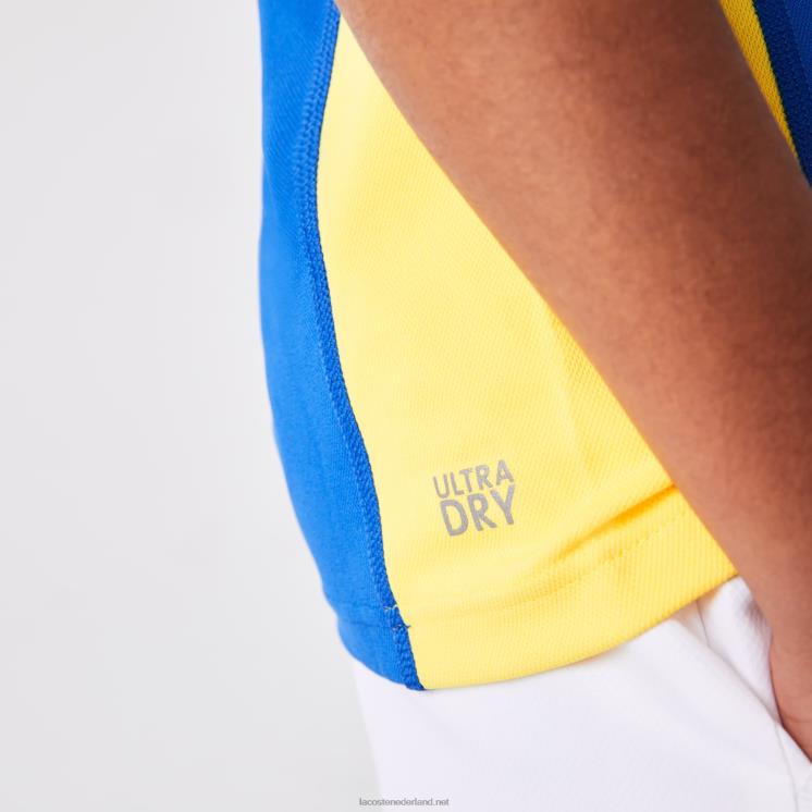 Lacoste sport regular fit tennispolo met mesh details 0828H3169 groen blauw geel y31 jongens