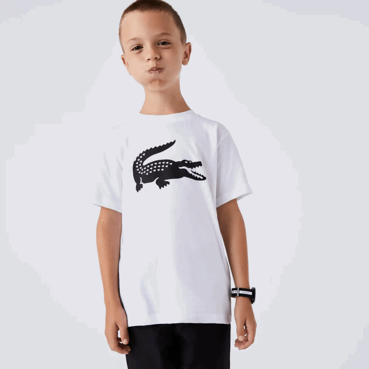 Lacoste sport tennis technische jersey oversized croc t-shirt 0828H3019 wit zwart au8 kinderen