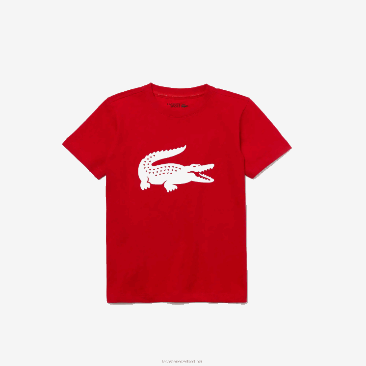 Lacoste sport tennis technische jersey oversized croc t-shirt 0828H3021 rood wit 564 kinderen