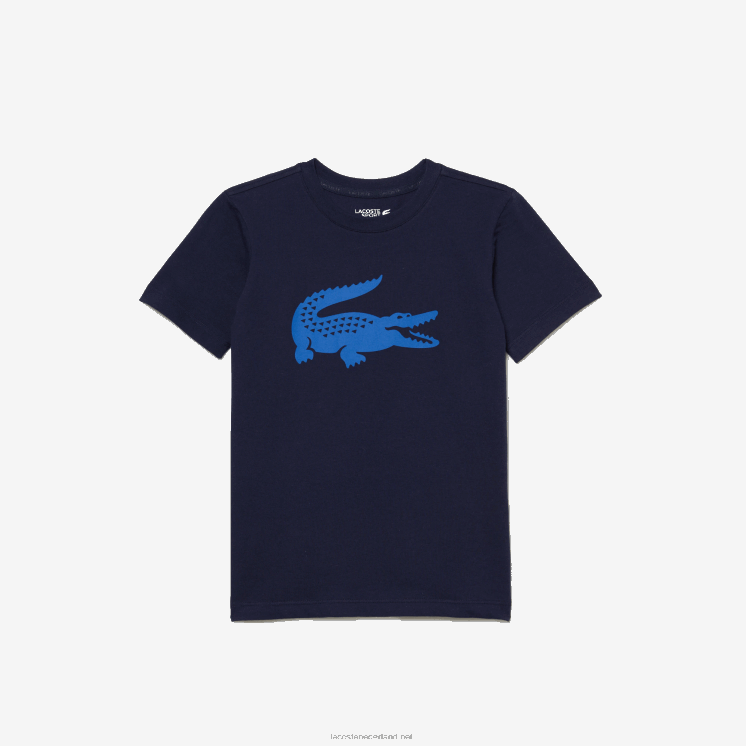 Lacoste sport tennis technische jersey oversized croc t-shirt 0828H3023 marineblauw vi3 kinderen