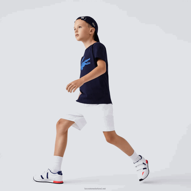 Lacoste sport tennis technische jersey oversized croc t-shirt 0828H3121 marineblauw 976 kinderen