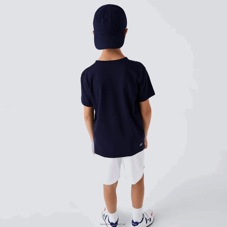 Lacoste sport tennis technische jersey oversized croc t-shirt 0828H3121 marineblauw 976 kinderen