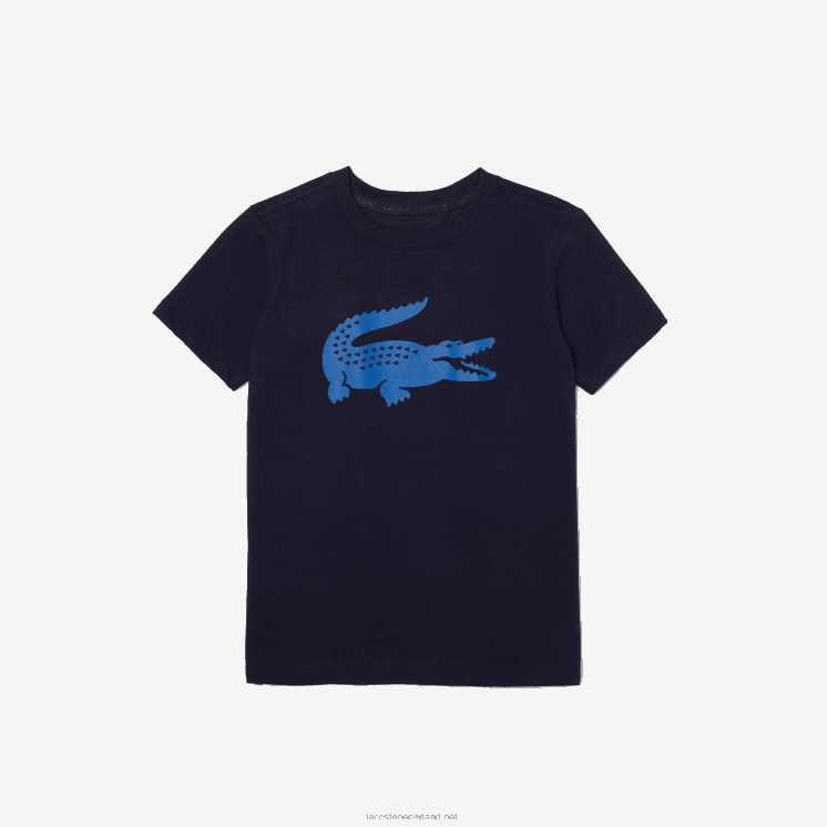 Lacoste sport tennis technische jersey oversized croc t-shirt 0828H3121 marineblauw 976 kinderen